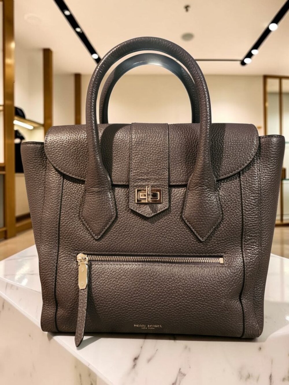 Henri Bendel New York Pebbled Leather Satchel